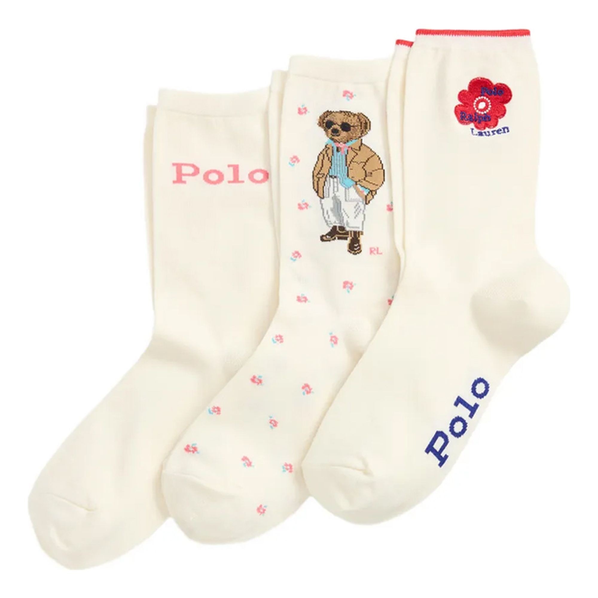 POLO RALPH LAUREN UW Kojinės moterims, Marga, Psprng gft b-crew sock-3 pack 1
