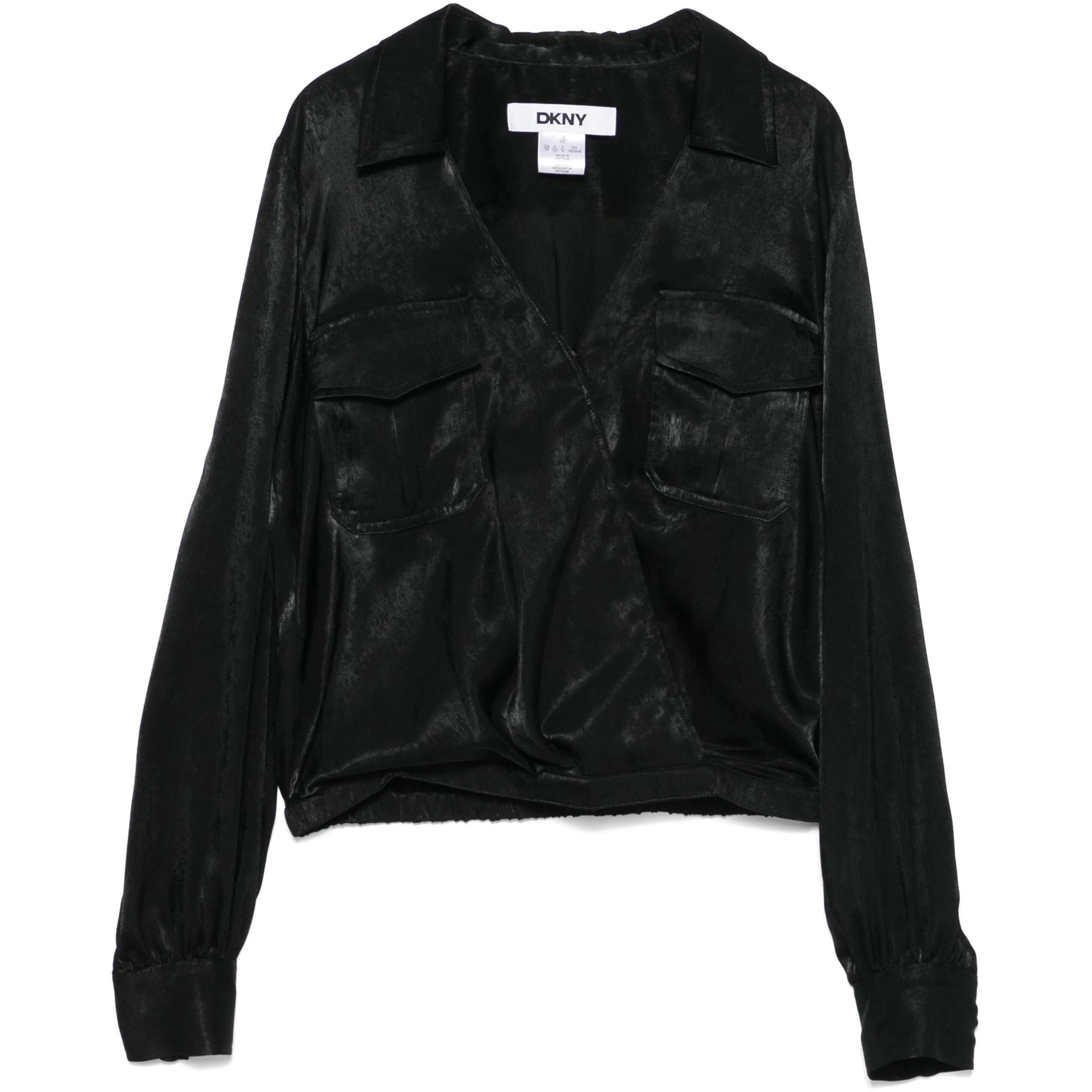 DKNY Marškiniai ilgomis rankovėmis moterims, Juoda, L/s wrap shirt w/cargo pckts 1