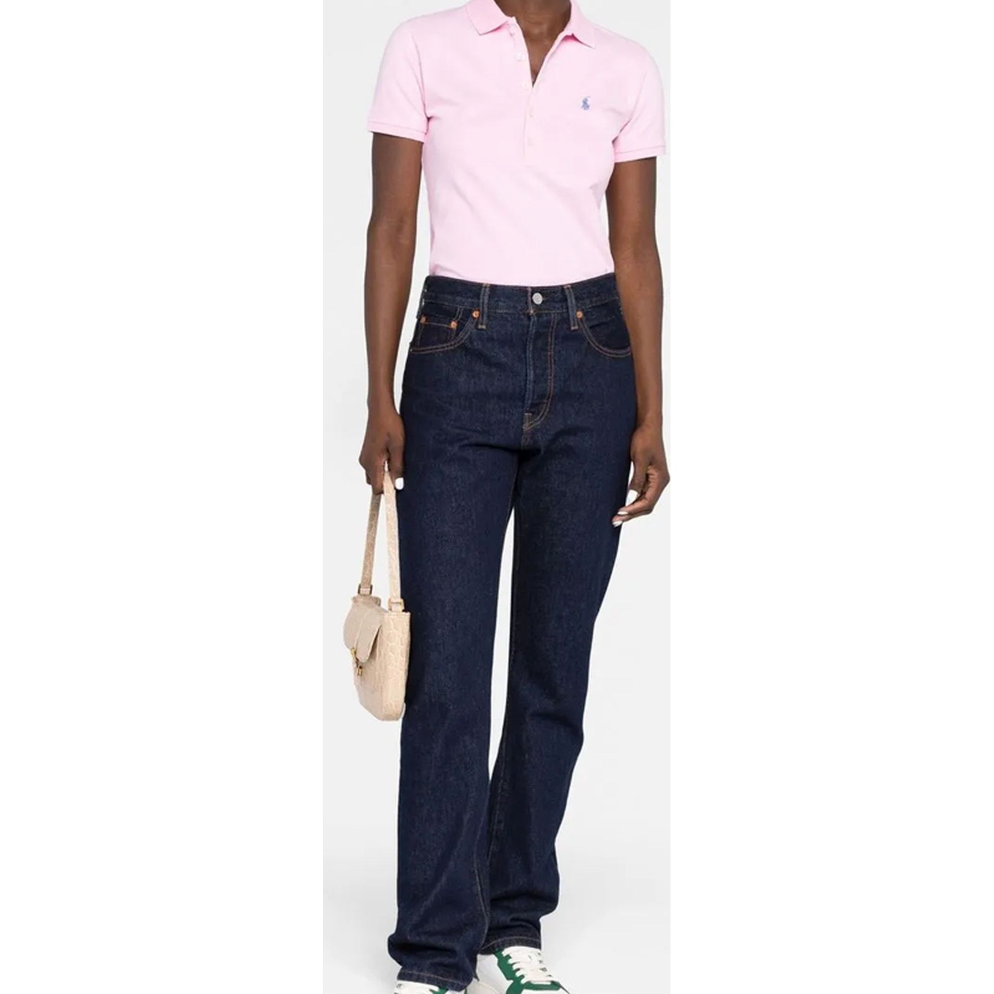 POLO RALPH LAUREN Polo marškiniai trumpos rank. moterims, Rožinė, Slim fit stretch polo shirt 4