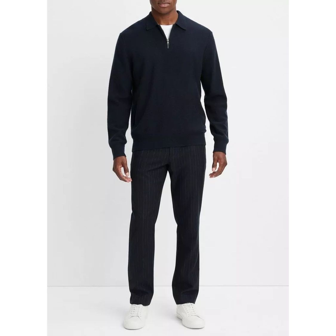 VINCE Laisvalaikio kelnės vyrams, Mėlyna, Boiled cashmere qtr zip 1