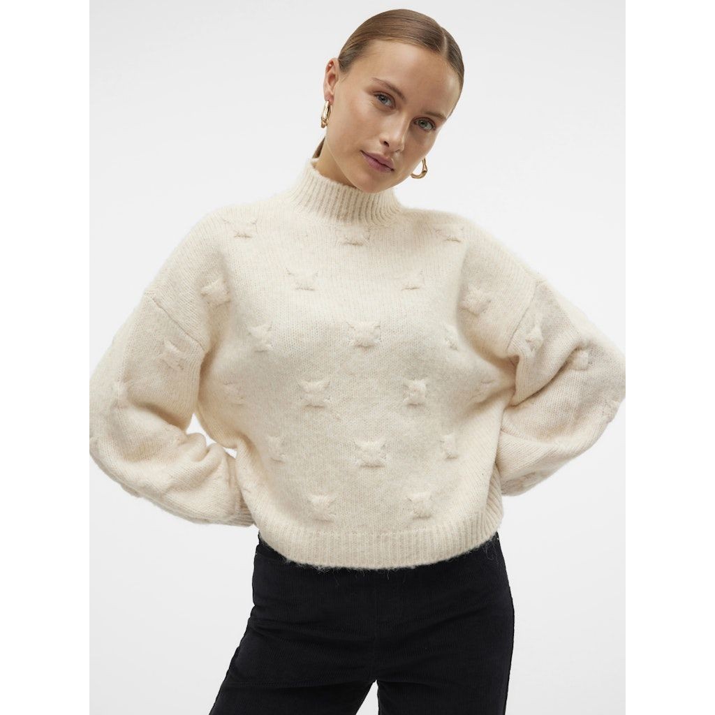 VERO MODA Megztinis su kaklu moterims, Smėlio, Gail highneck pullover 5