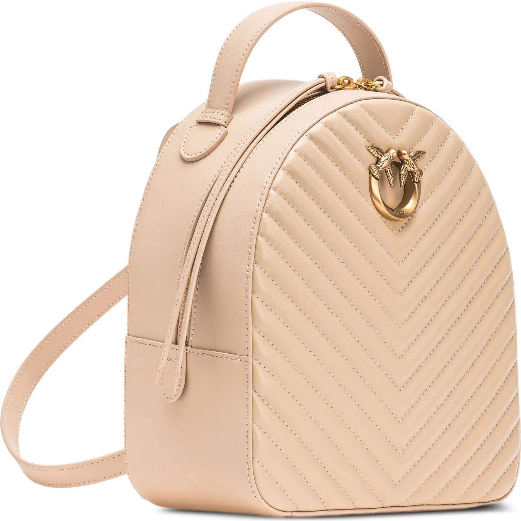 PINKO Kuprinė moterims, Smėlio, Logo-engraved backpack 2