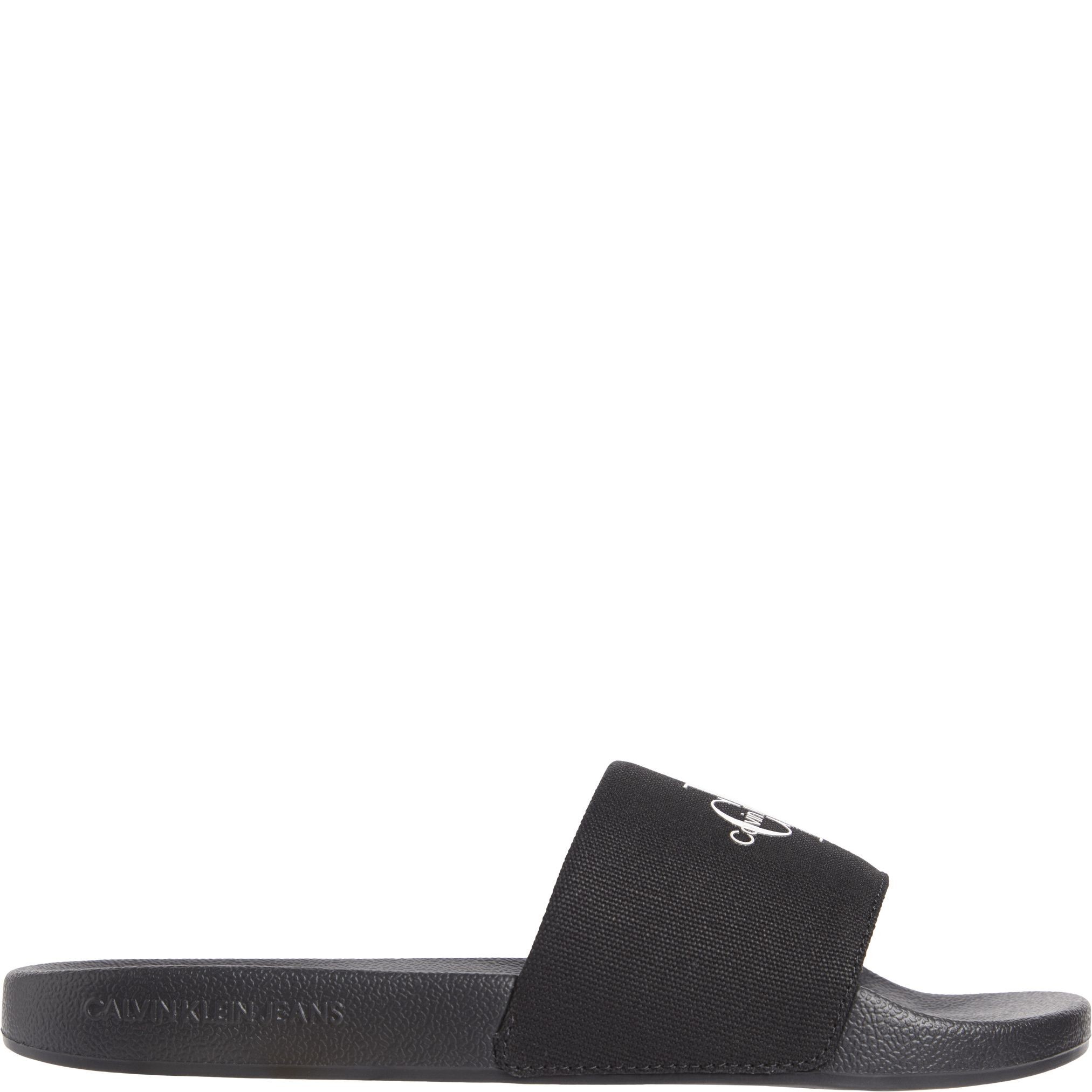 CALVIN KLEIN JEANS Guminės šlepetės moterims, Juoda, Slide monogram 2