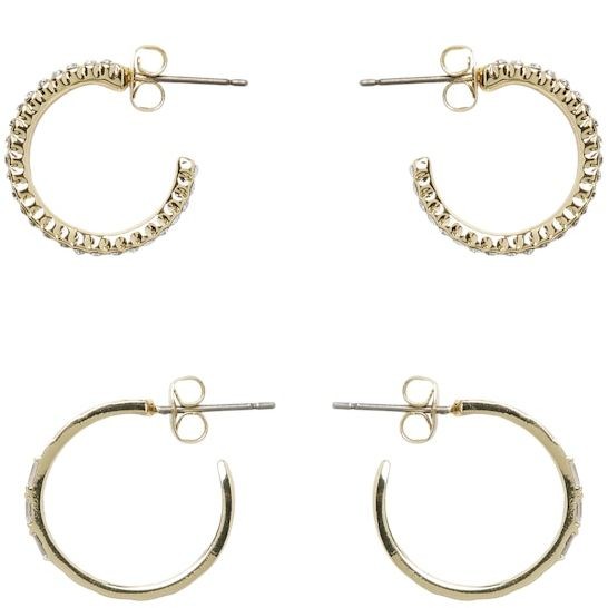 PIECES Auskarai moterims, Auksinė, PCJANIA 2-PACK O EAR