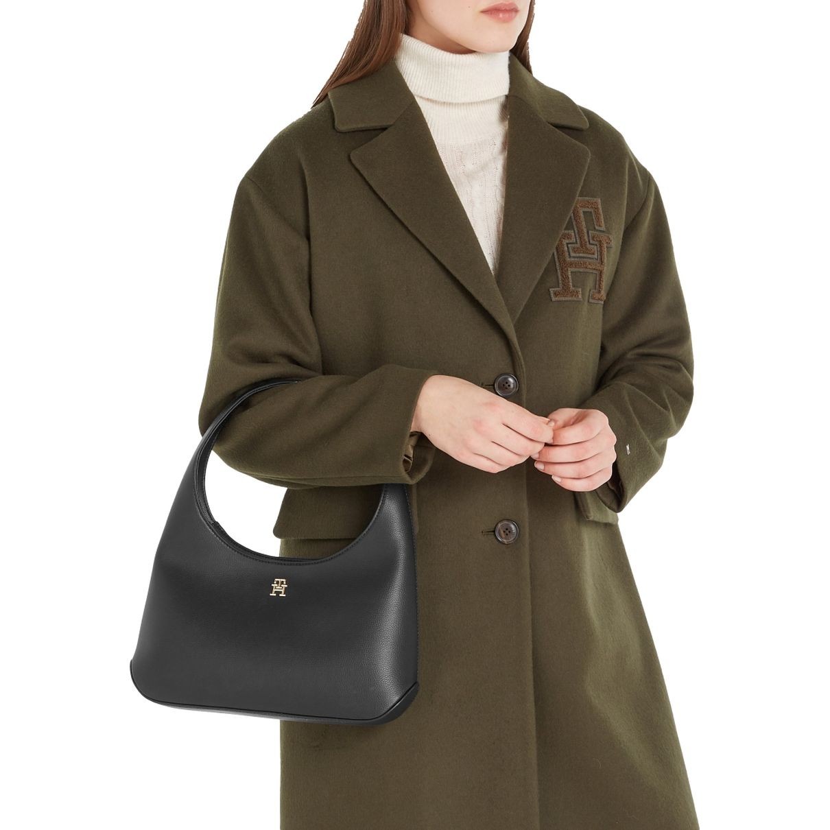 TOMMY HILFIGER Rankinė per petį moterims, Juoda, Staple shoulder bag 6