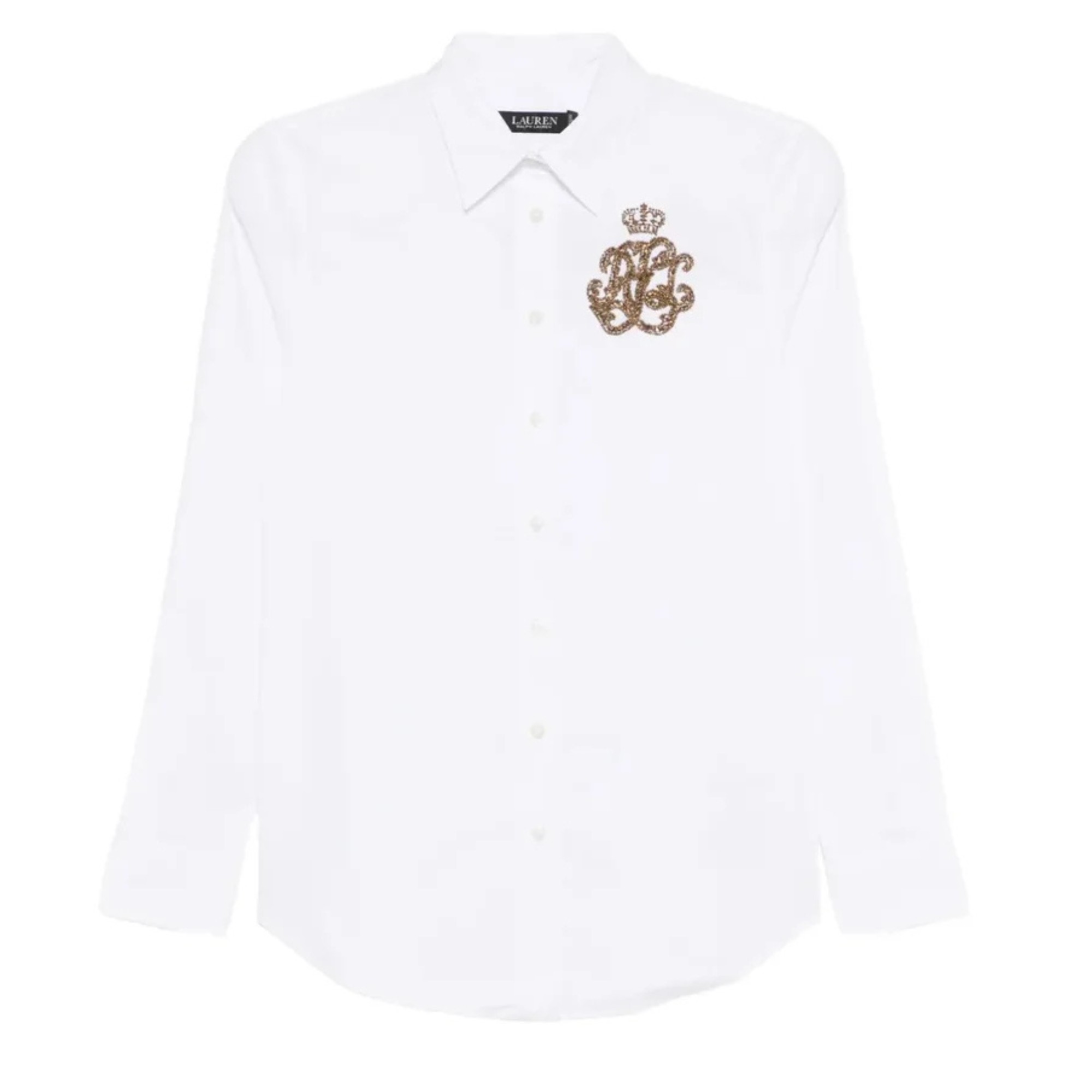 LAUREN RALPH LAUREN Marškiniai ilgomis rankovėmis moterims, Balta, Long sleeve button front shirt 1