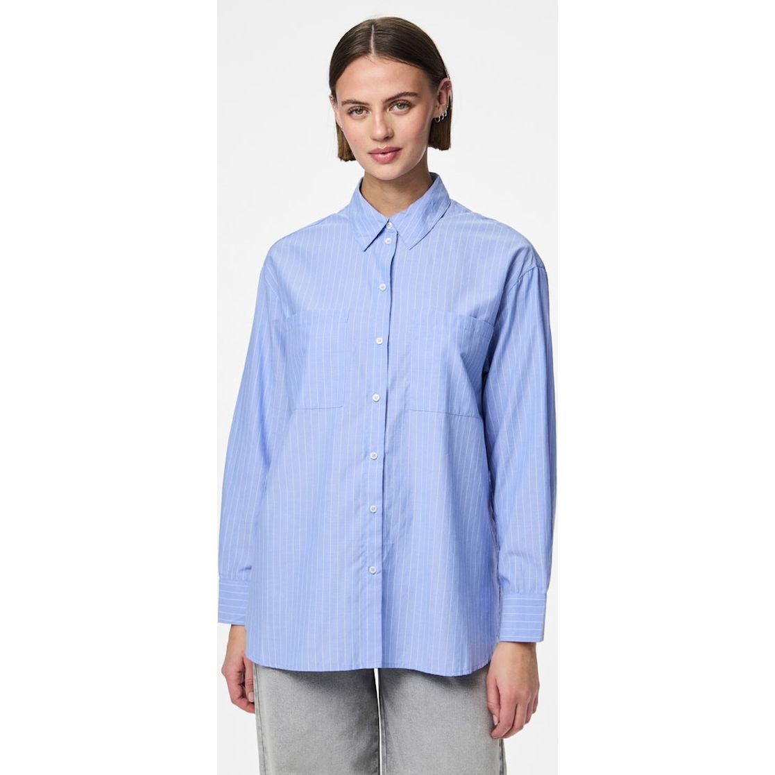 PIECES Marškiniai ilgomis rankovėmis moterims, Mėlyna, Melia shirt 5