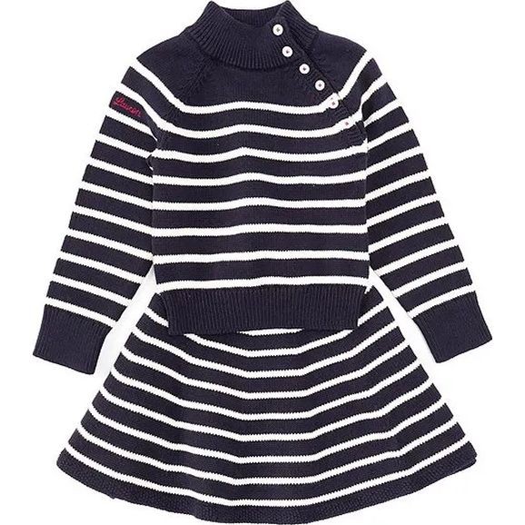 RALPH LAUREN KIDS Atskiros kostiumų dalys mergaitėms, Mėlyna, Striped sweater&skirt set(2-6)