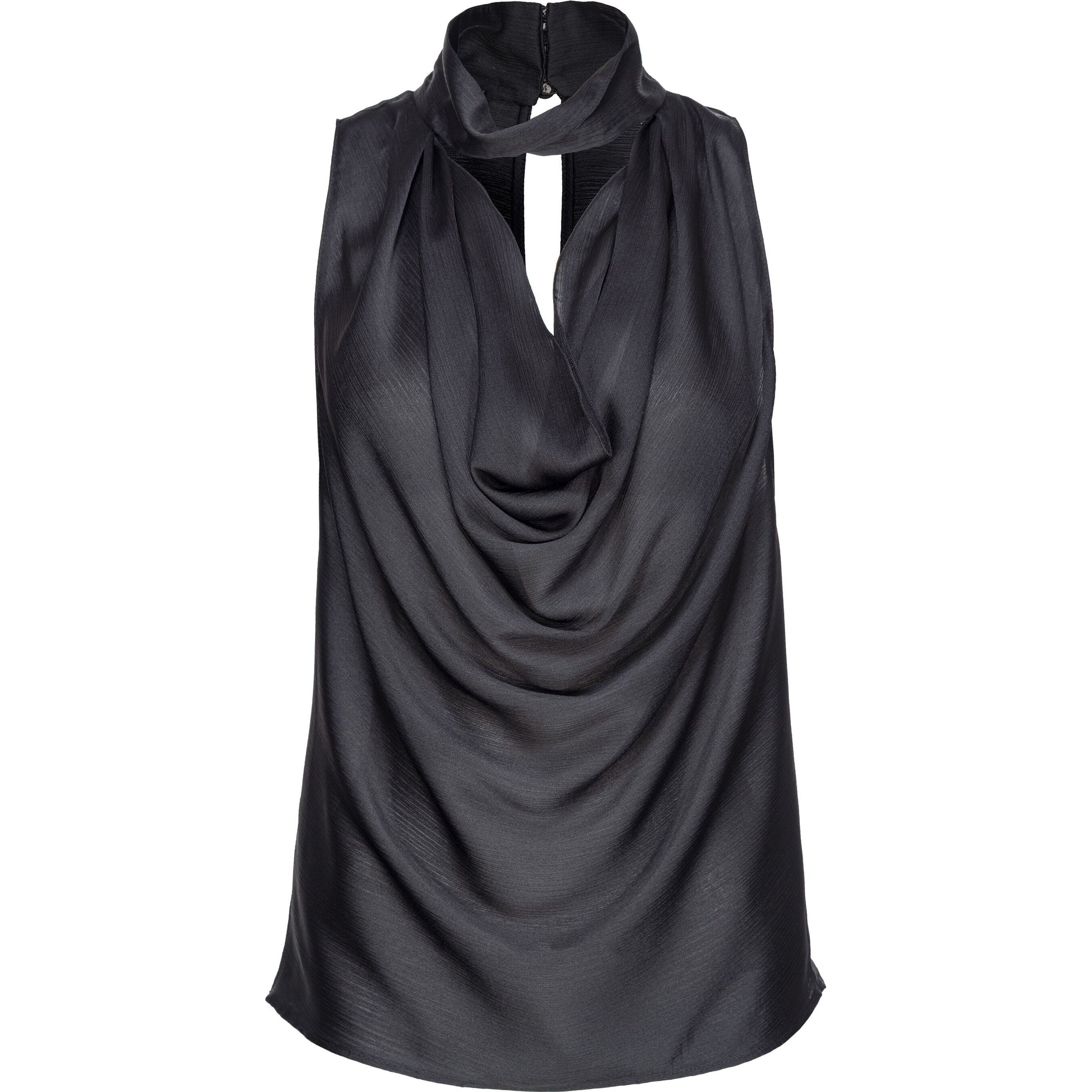 PINKO Marškiniai be rankovių moterims, Juoda, Draped satin blouse 1