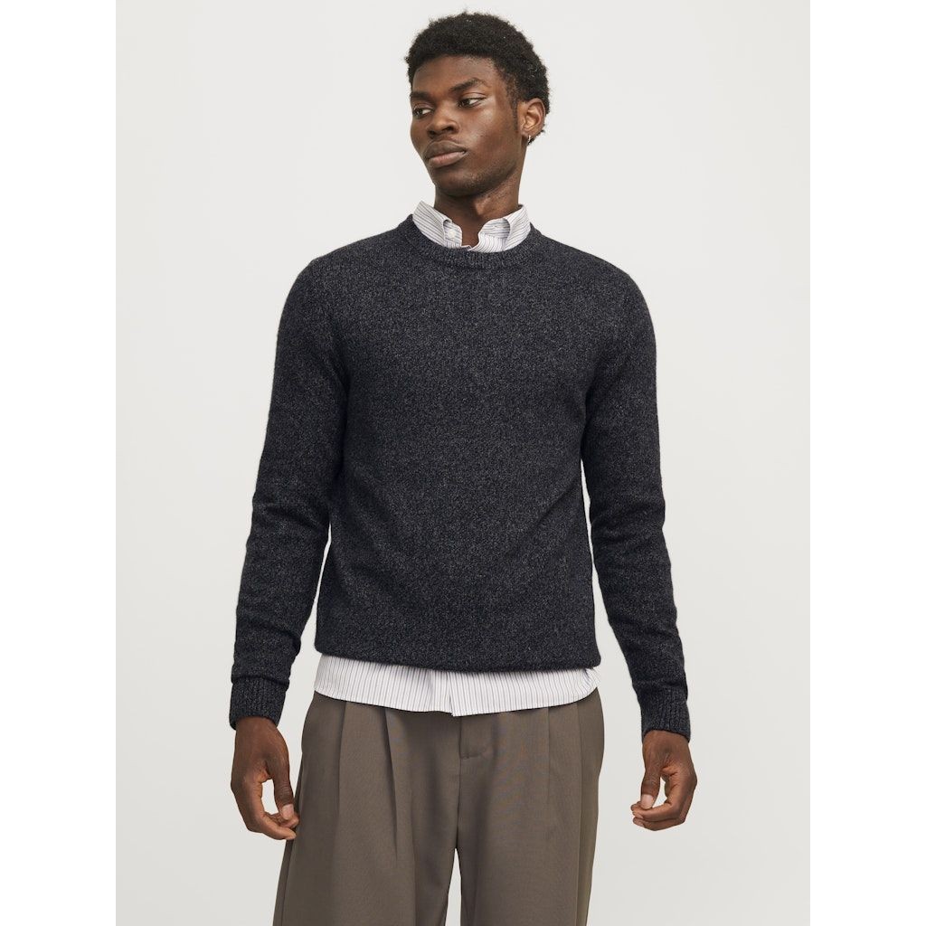 JACK & JONES Megztinis vyrams, Pilka, Lambs wool knit crew neck 4