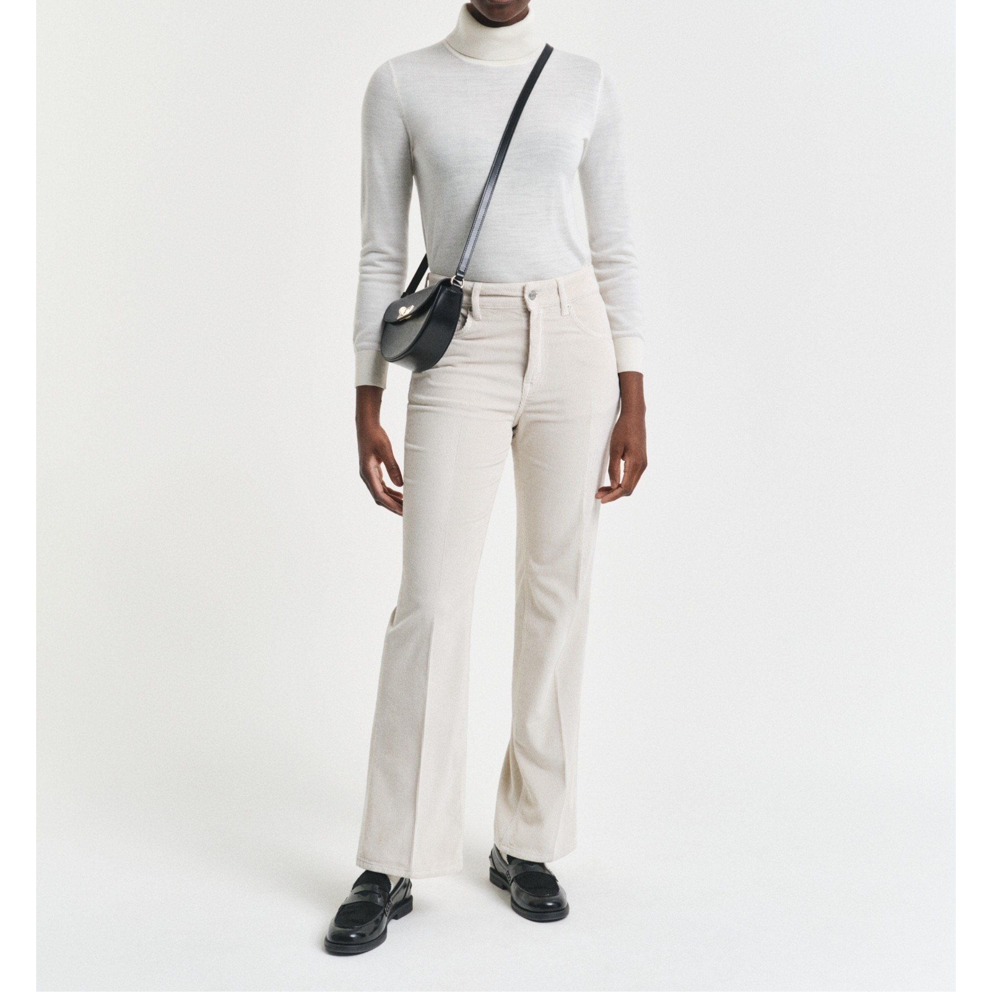 GANT Platėjantys džinsai moterims, Smėlio, corduroy flare jeans 2