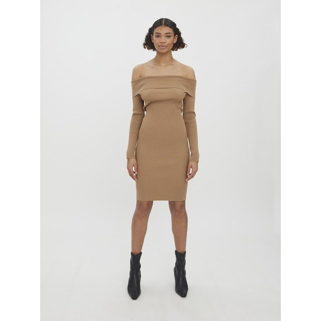 VERO MODA Mini suknelė moterims, Ruda, VMWILLOW LS OFF-SHOUL 2
