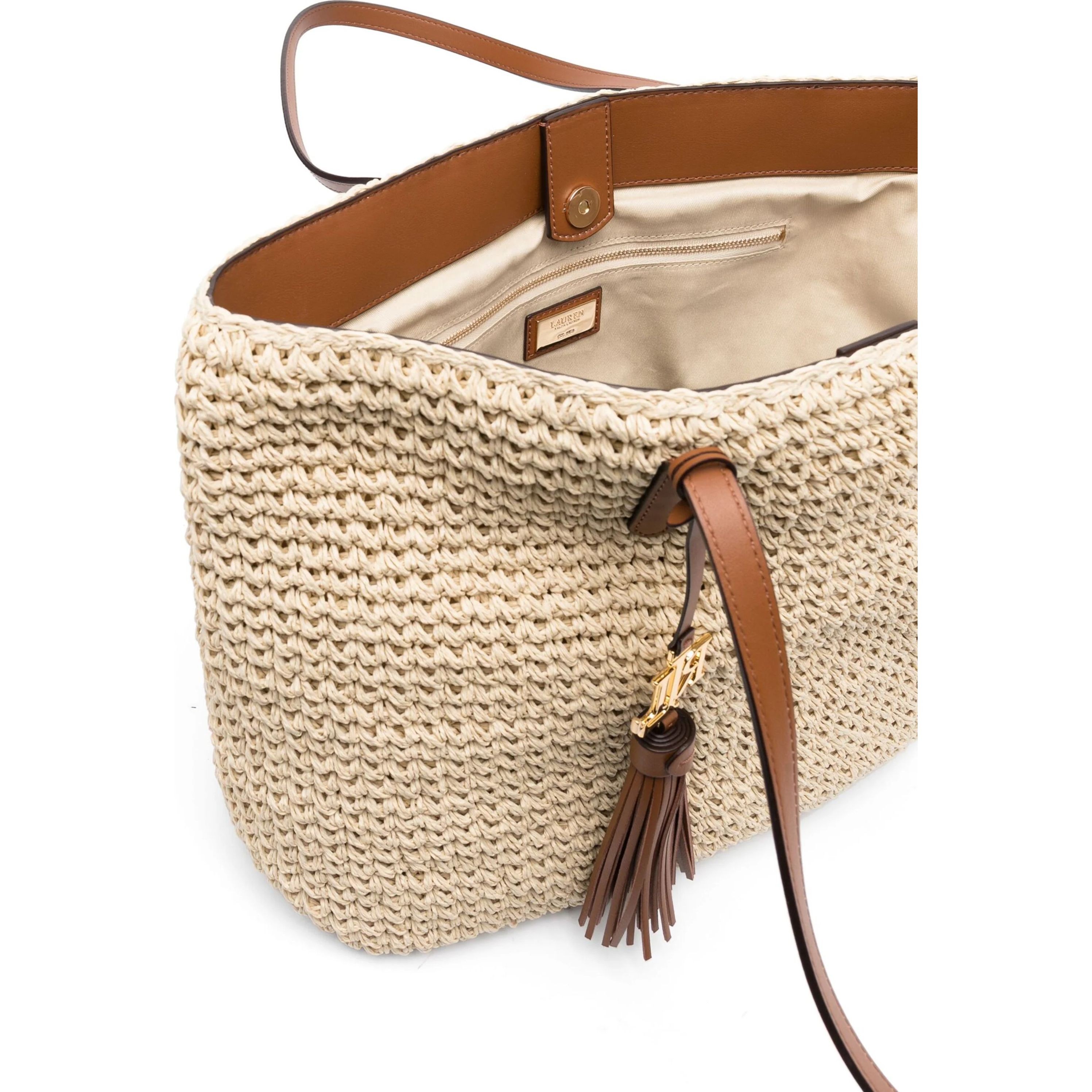 LAUREN RALPH LAUREN Pirkinių krepšys moterims, Kūno, Straw medium whitney tote 4