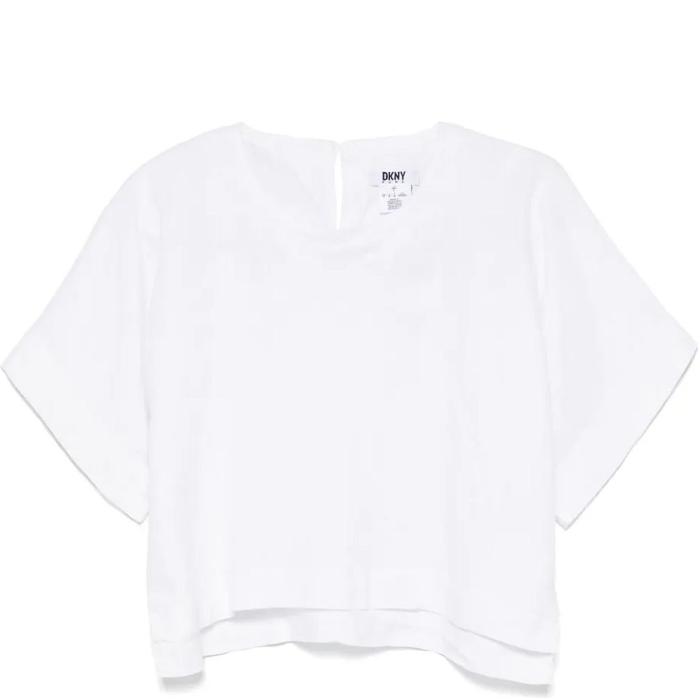 DKNY Trumpinti marškinėliai moterims, Balta, Drop shoulder croppe 1