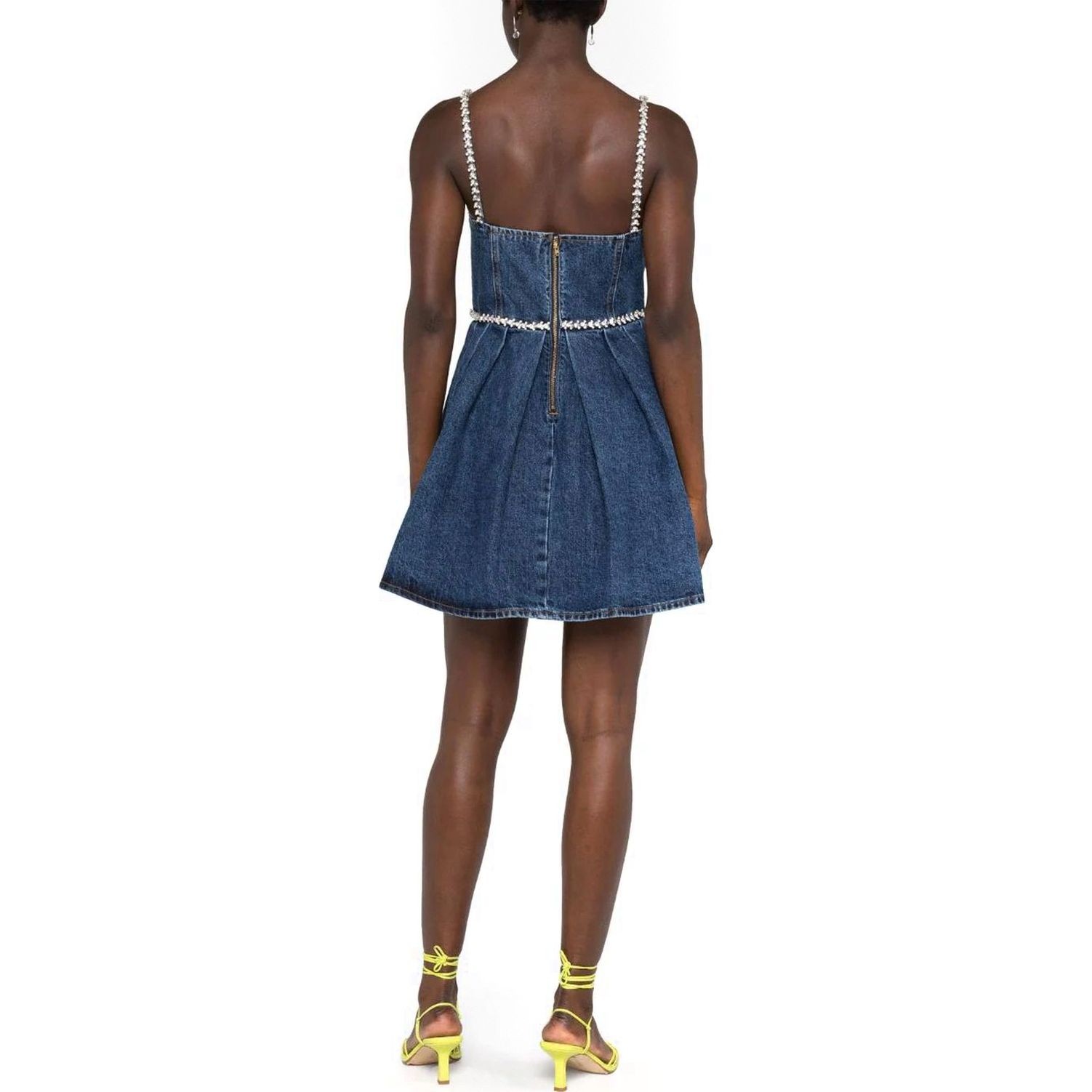 SELF PORTRAIT Mini suknelė moterims, Mėlyna, Detail denim mini dress 3