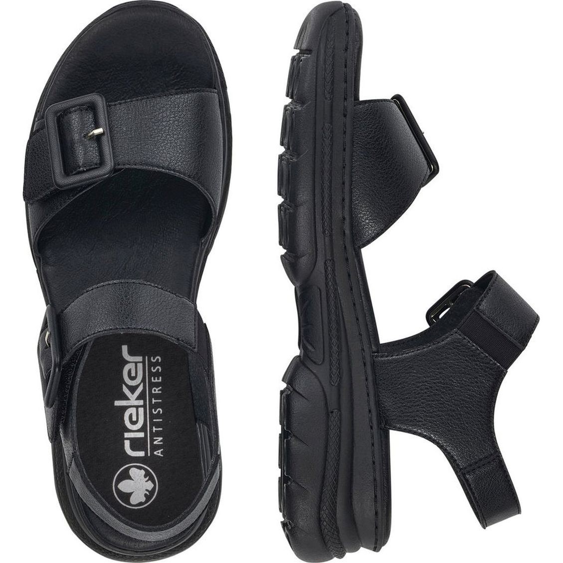 RIEKER Basutės moterims, Juoda, SANDALS 8