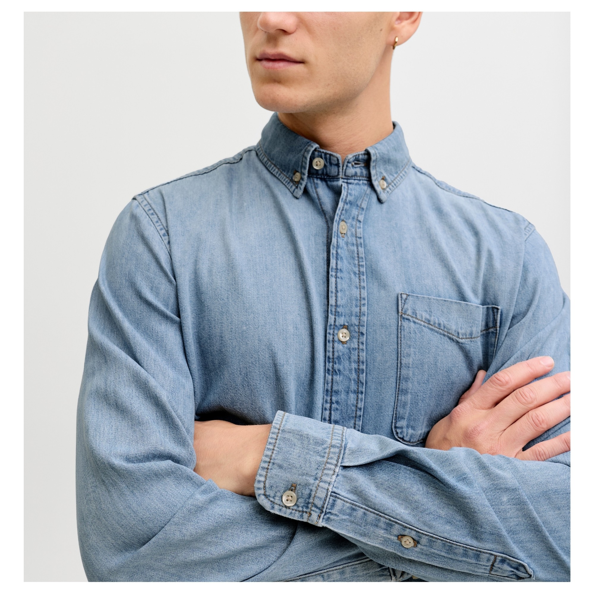 JACK & JONES Marškiniai trump. rankovėmis vyrams, Mėlyna, Brook oxford 3