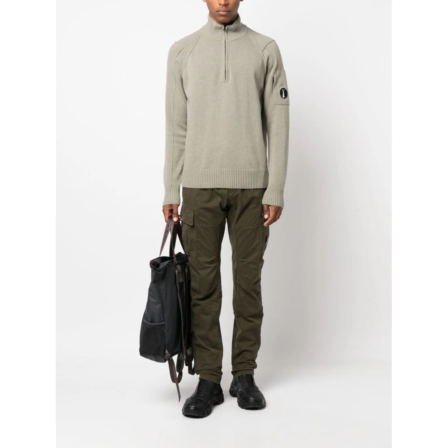 C.P. COMPANY Polo marškiniai ilgos rank. vyrams, Sidabrinė, Polo collar sweater 2