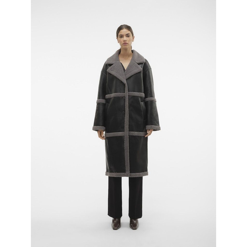 VERO MODA Paltas moterims, Juoda, VMMETHA COATED LONG 2