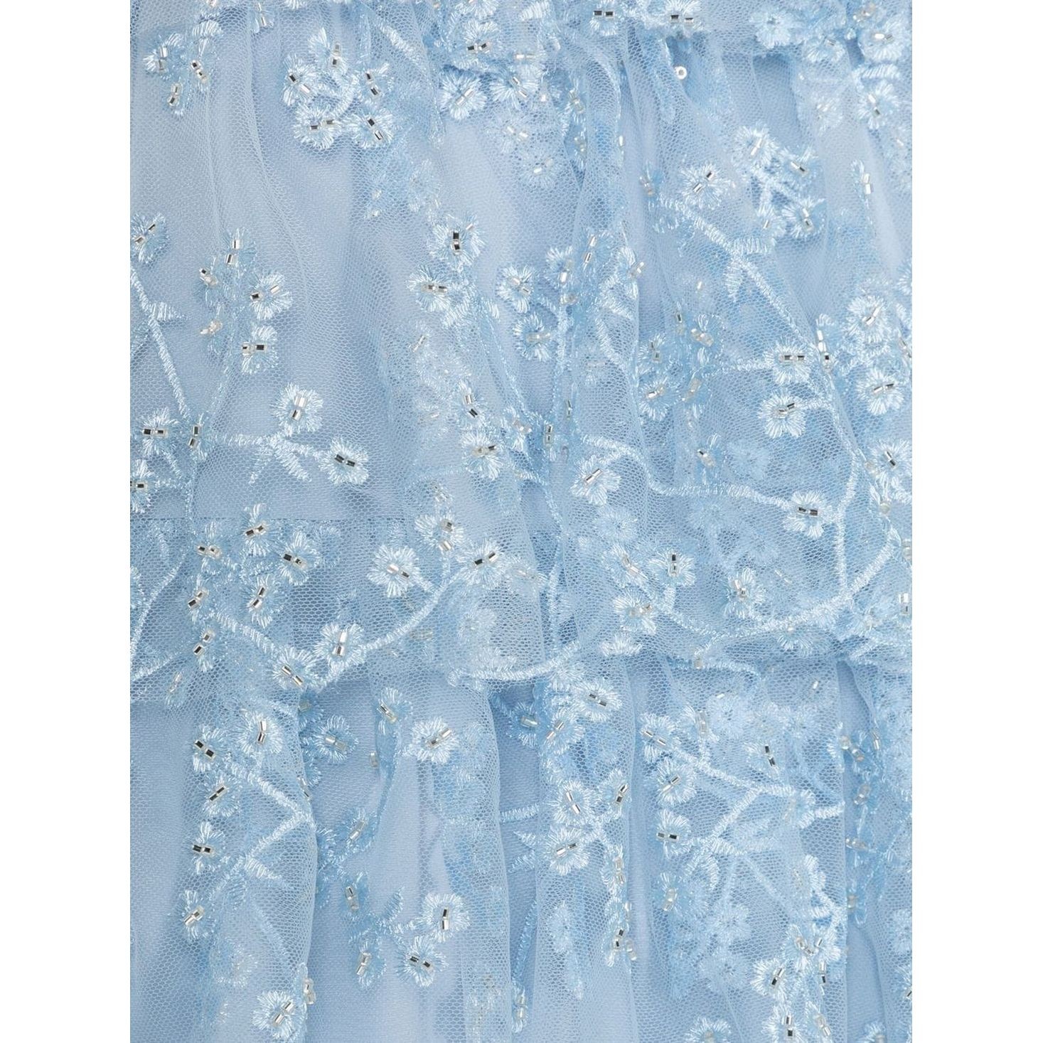 SELF PORTRAIT Midi suknelė mergaitėms, Mėlyna, Blue beaded tiered midi dress 2