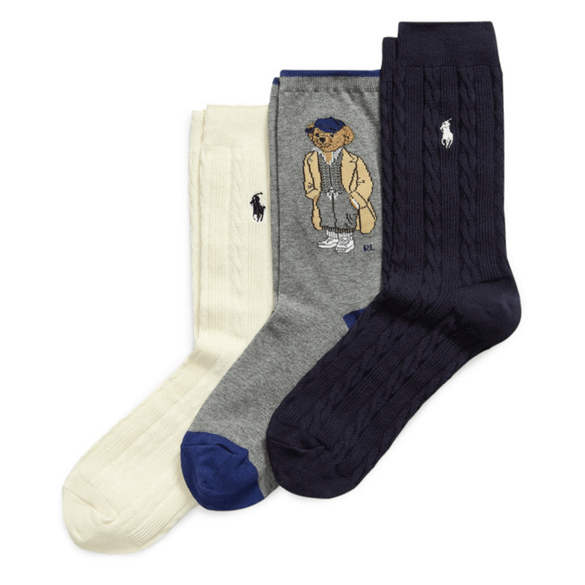 POLO RALPH LAUREN Kojinės moterims, Marga, Bear crew sock 3 pack 1