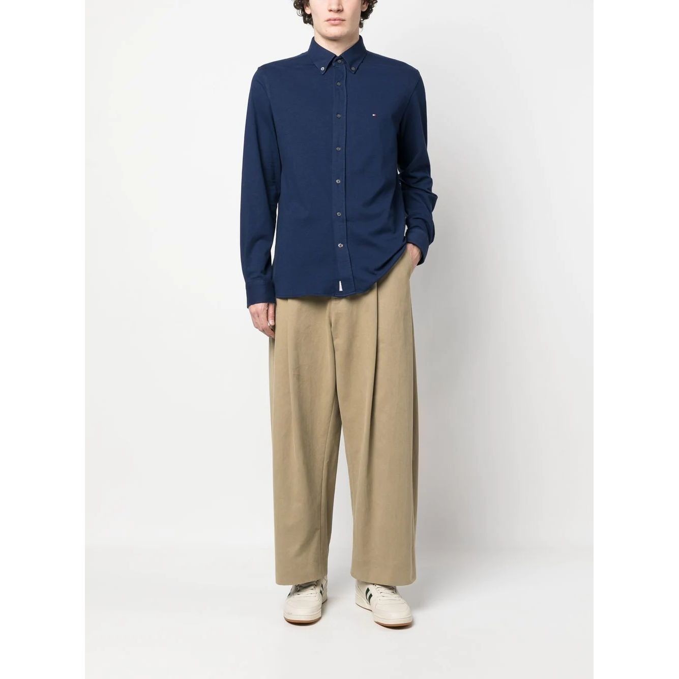 TOMMY HILFIGER Marškiniai ilgomis rankovėmis vyrams, Mėlyna, Garment dyed pique rf shirt 2