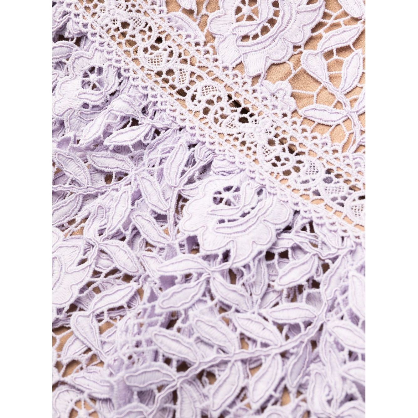 SELF PORTRAIT Mini suknelė moterims, purple, Lilac lace peplum mini dress 2