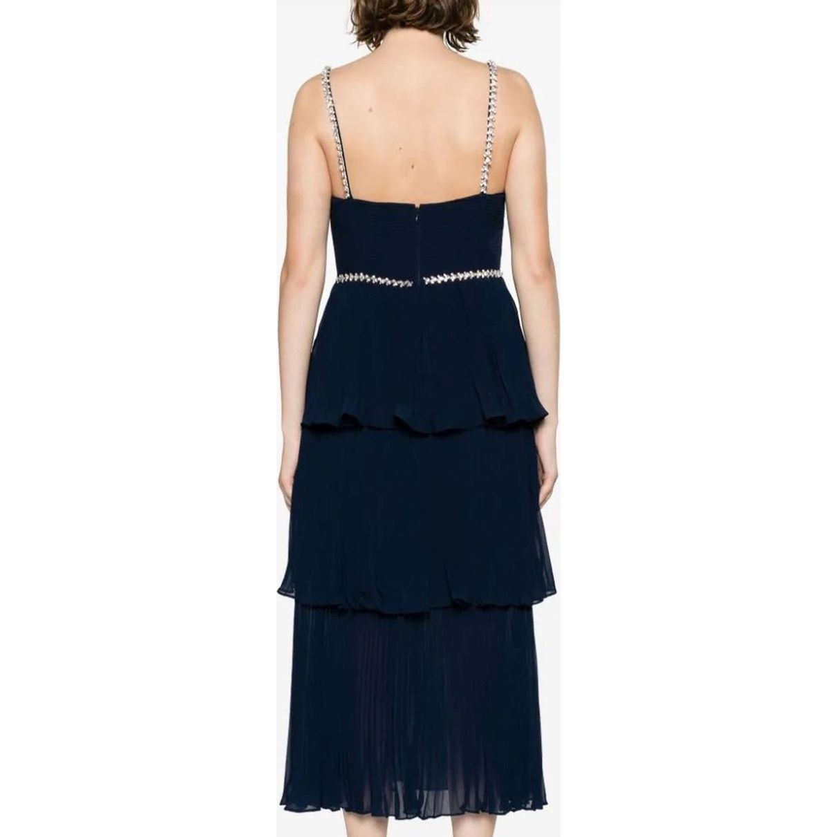 SELF PORTRAIT Midi suknelė moterims, Mėlyna, diamante chiffon midi dress 4