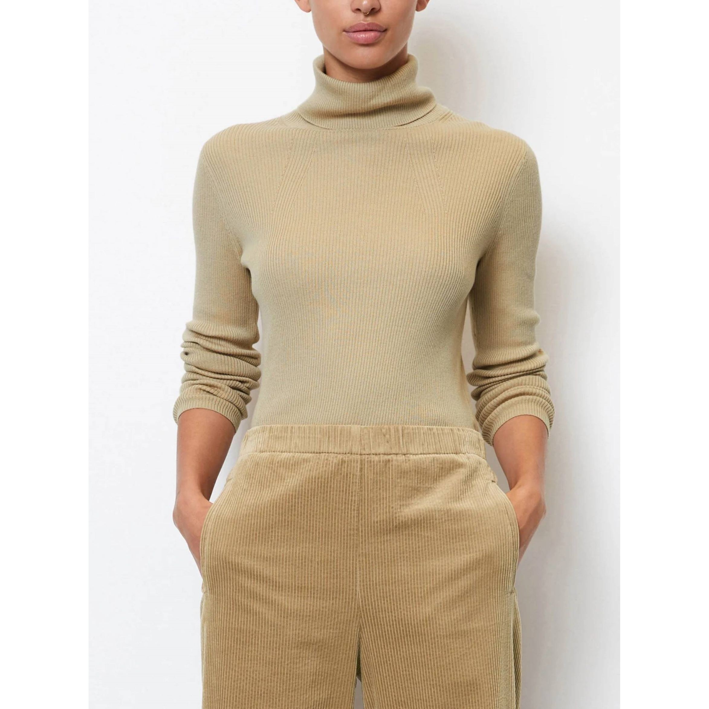 MARC O'POLO Palaidinės aukštinta apykakle moterims, Smėlio 2