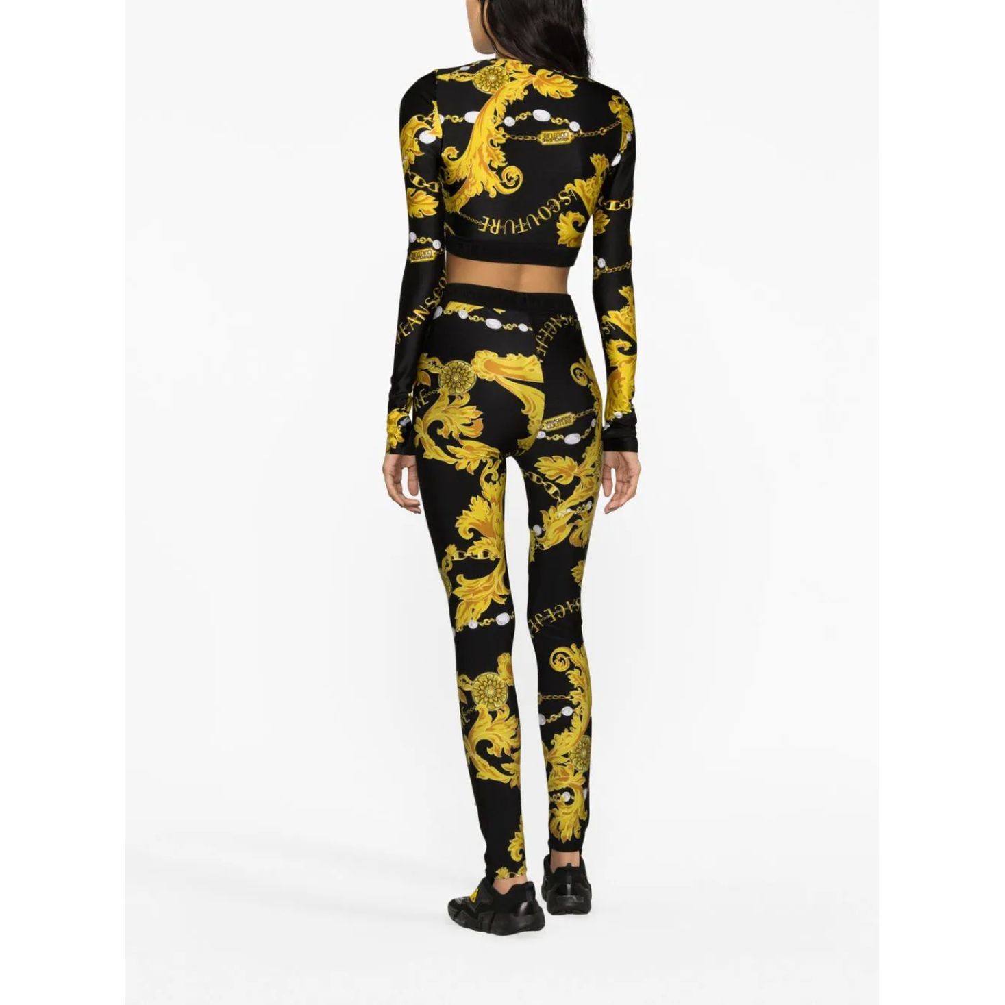 VERSACE JEANS CUTURE Palaidinės moterims, Juoda, Print chain top 4