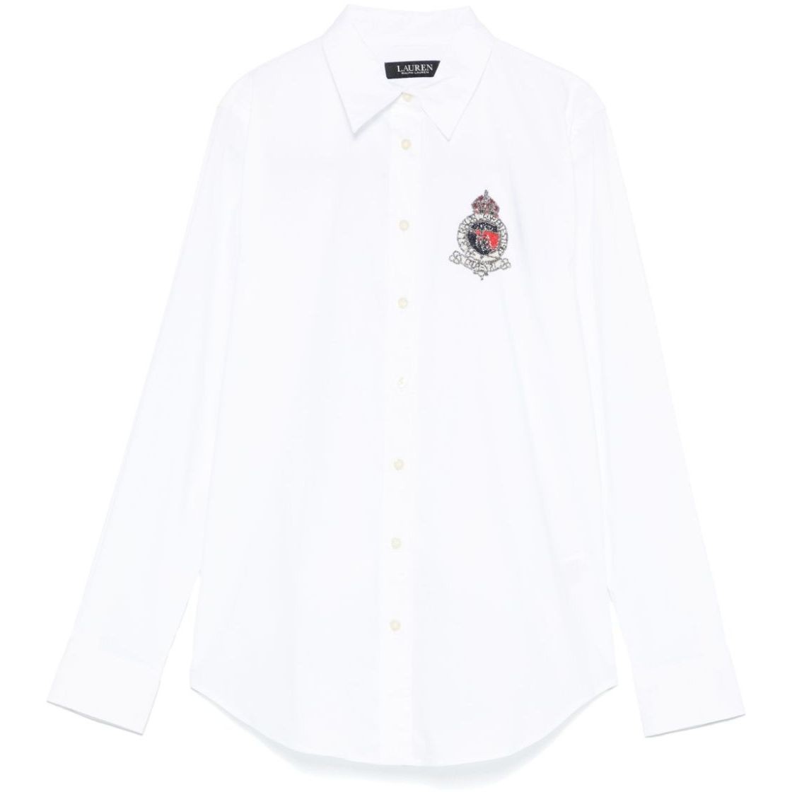 LAUREN RALPH LAUREN Marškiniai ilgomis rankovėmis moterims, Balta, Long sleeve button front shirt 1