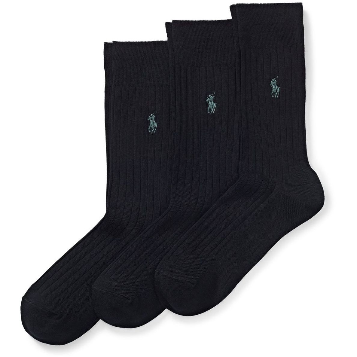 POLO RALPH LAUREN UW Kojinės vyrams, Juoda, Egyptian rib crew 3-pack socks 1