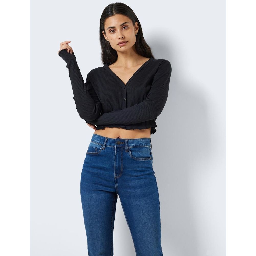 NOISY MAY Kardiganas moterims, Juoda, NMDRAKEY L/S CROPPED 5
