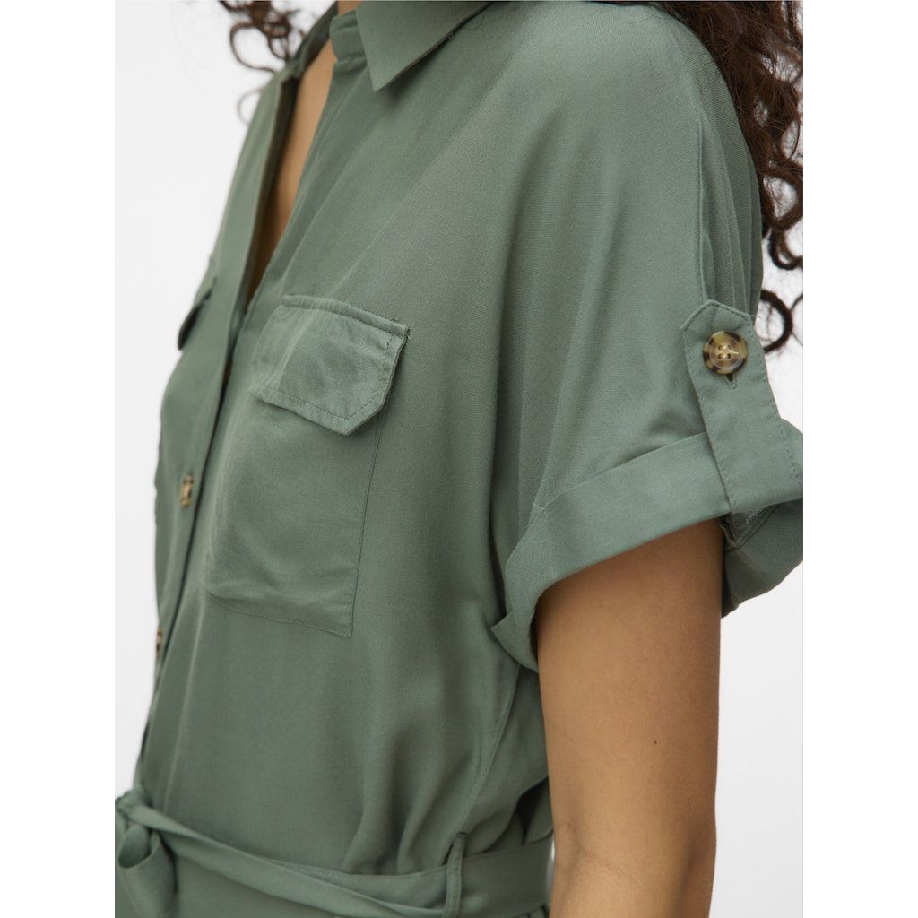 VERO MODA Mini suknelė moterims, Chaki, Bumpy short shirt dress 5