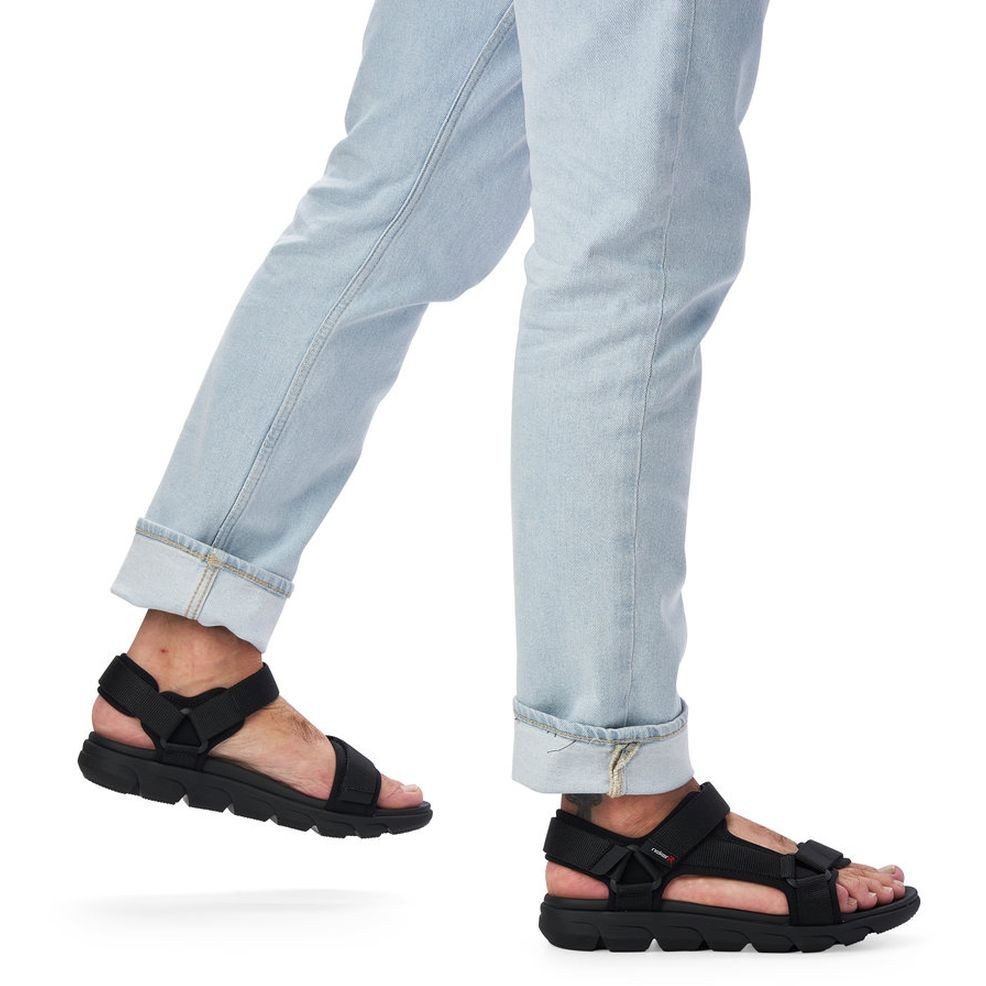 RIEKER Basutės vyrams, Juoda, SANDALS 2
