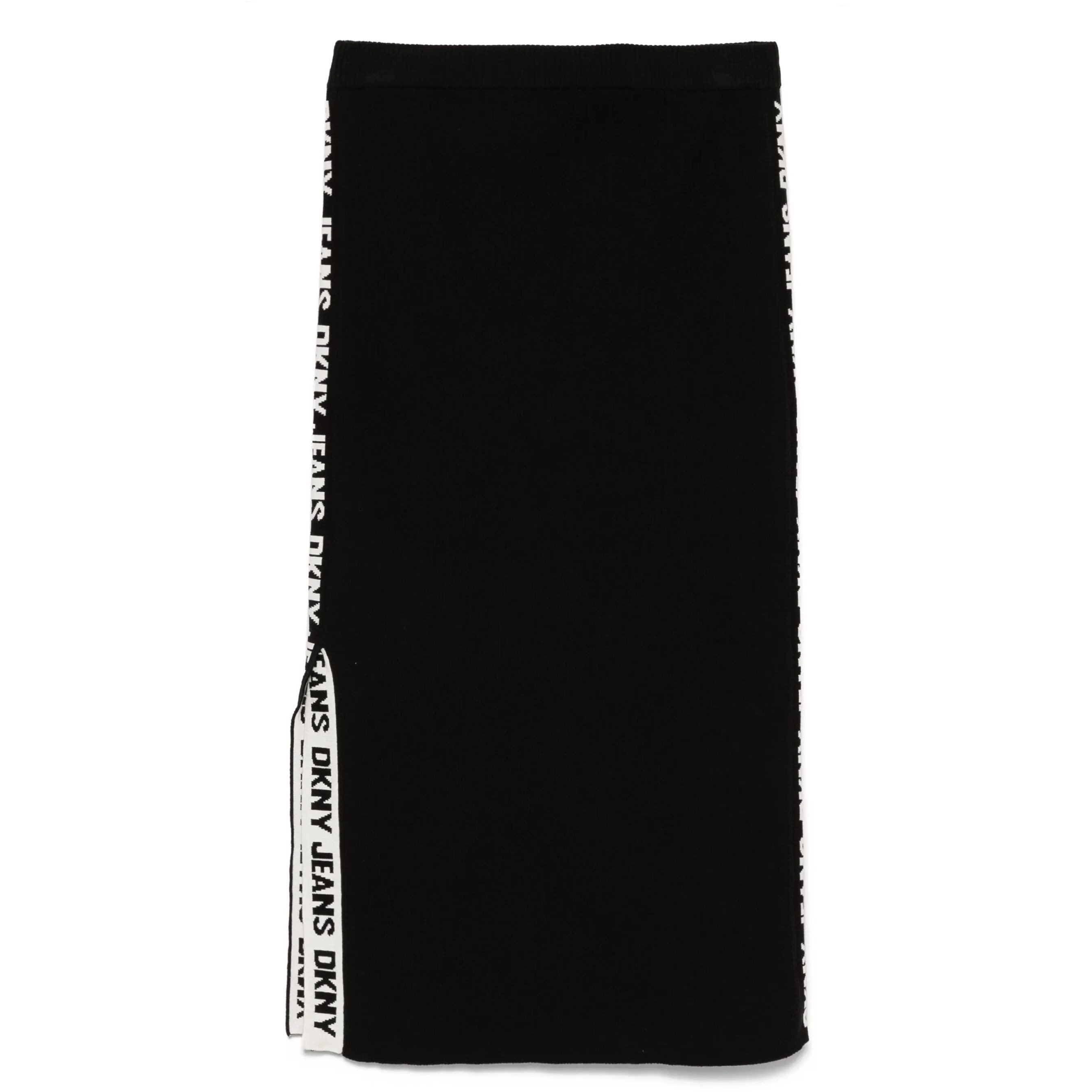 DKNY Midi sijonas moterims, Juoda, Side logo rib midi s 2