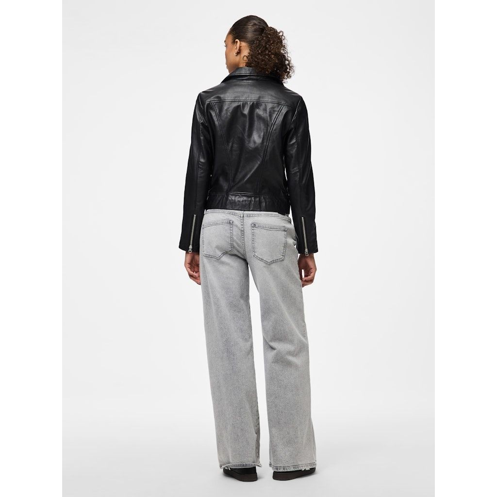 PIECES Striukė moterims, Juoda, PCSUSSE LEATHER JACKE 5