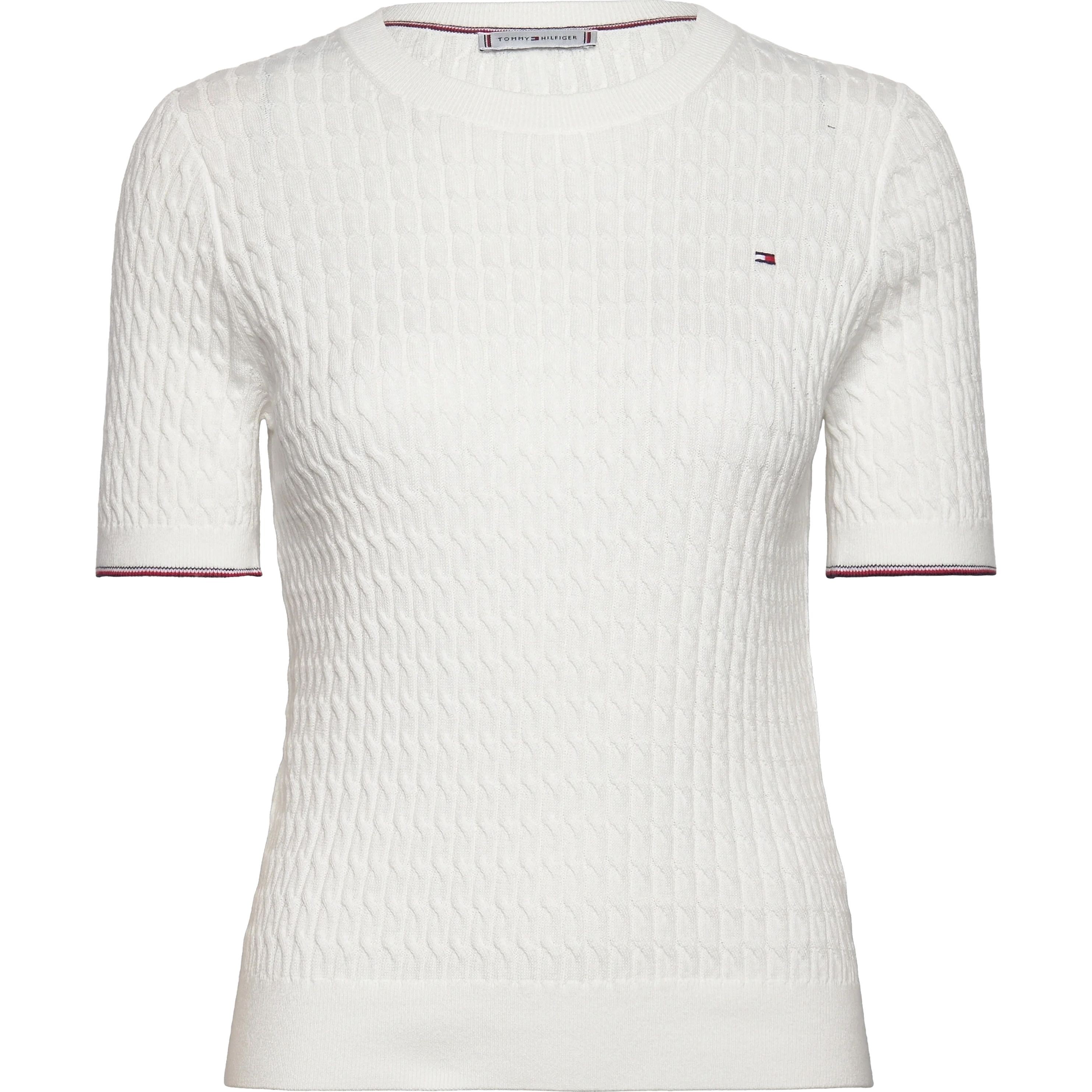 TOMMY HILFIGER Marškinėliai trump. rankovėmis moterims, Balta, Co cable c-nk ss swt 1