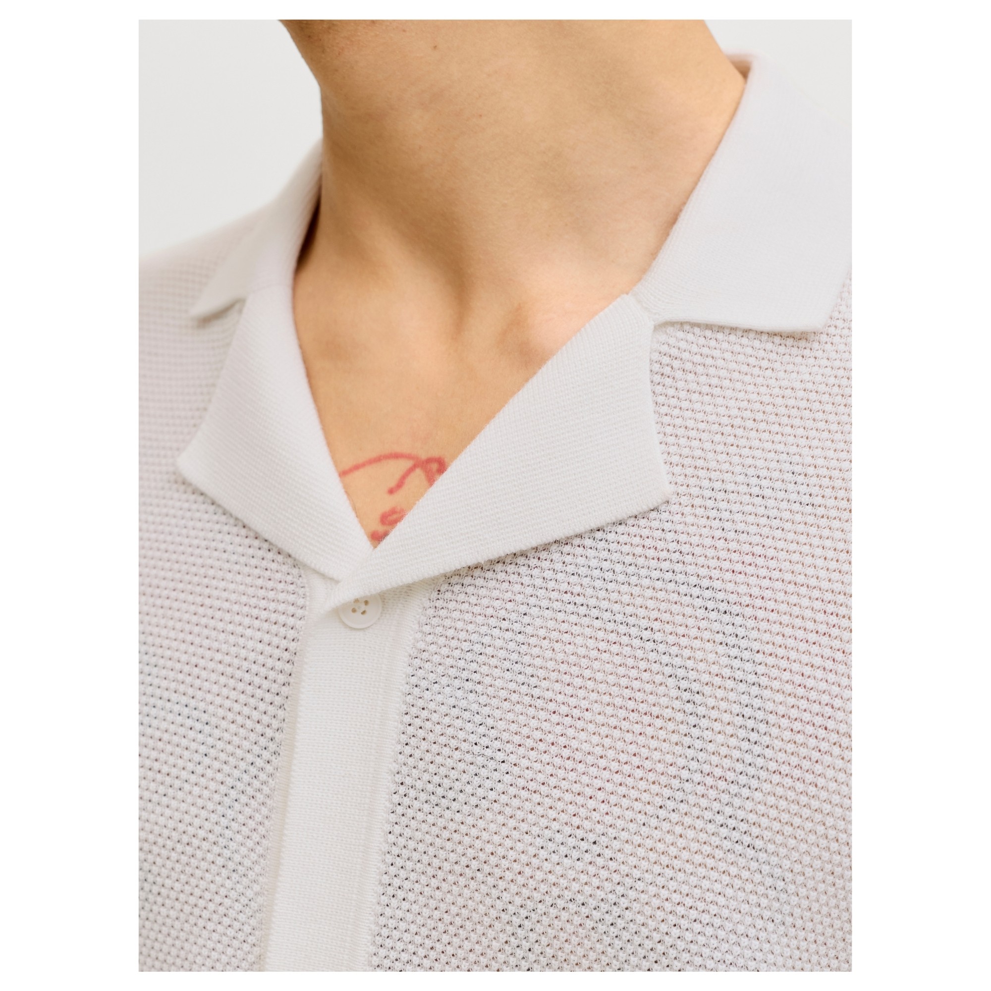 JACK & JONES Marškiniai trump. rankovėmis vyrams, Balta, Chris knit 3