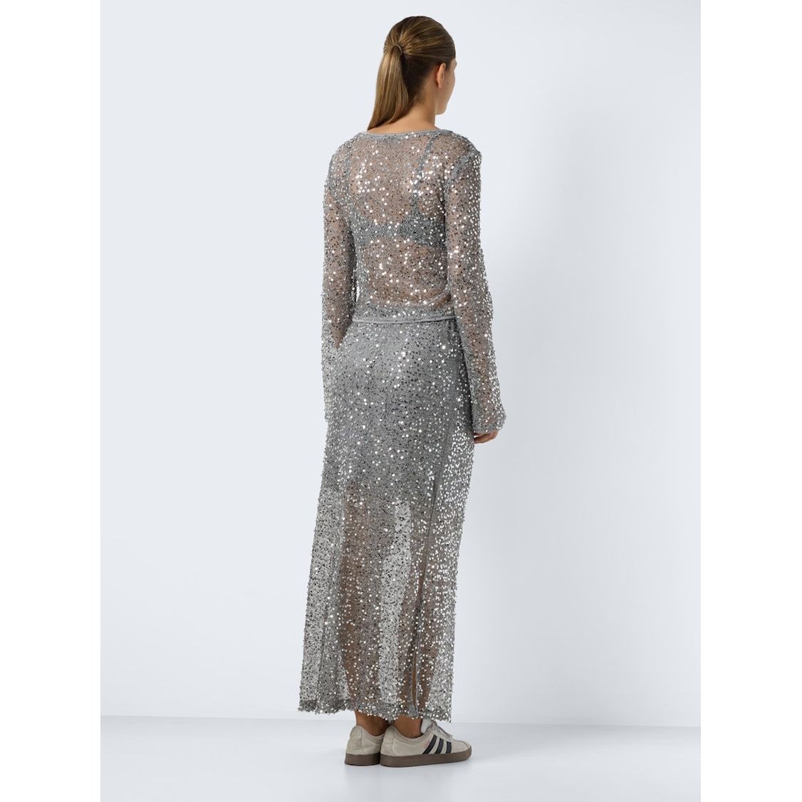 NOISY MAY Palaidinės moterims, Sidabrinė, Paila cropped bell sleeve top 2