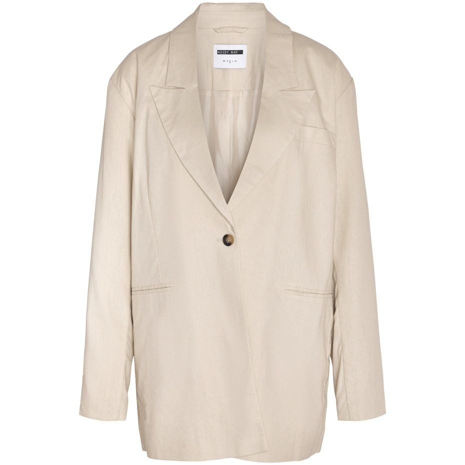 NOISY MAY Švarkas moterims, Smėlio, NMANNE MILLA LS LINEN 1