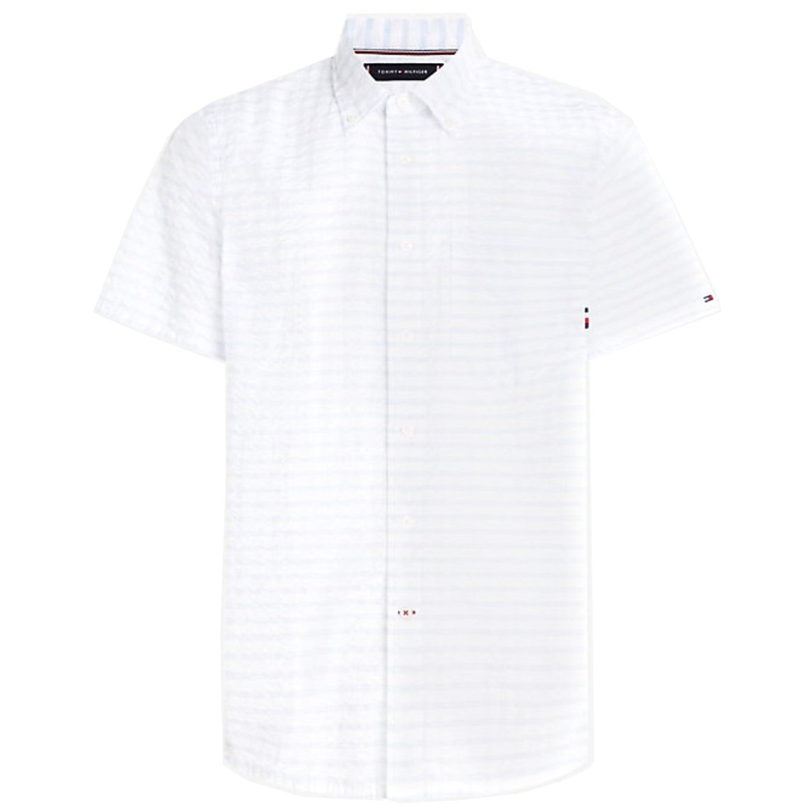 TOMMY HILFIGER Marškiniai trump. rankovėmis vyrams, Balta, Air cotton check rf shirt 1