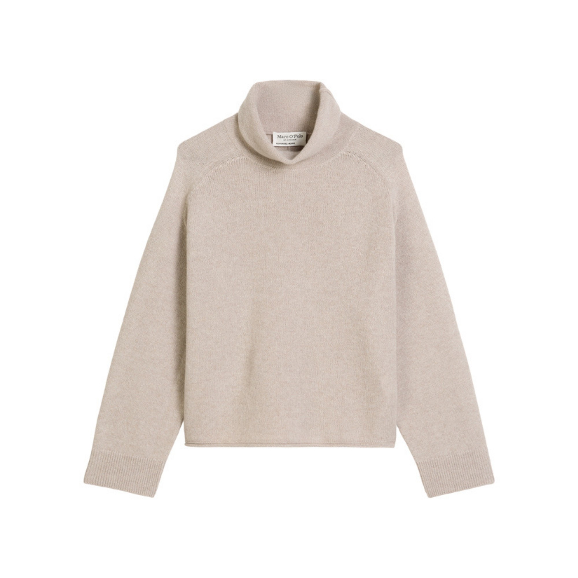 MARC O'POLO Megztinis su kaklu moterims, Smėlio, 510609060267 Turtleneck