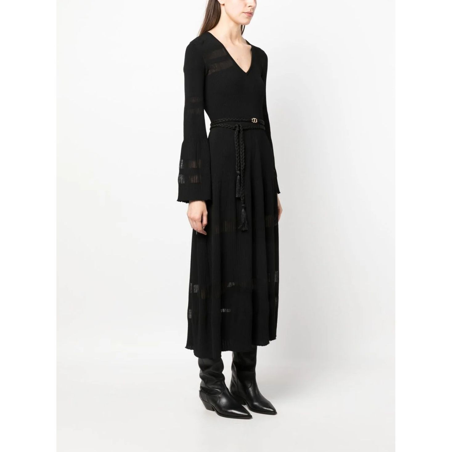 TWINSET Maxi suknelė moterims, Juoda, V-neck maxi dress 3