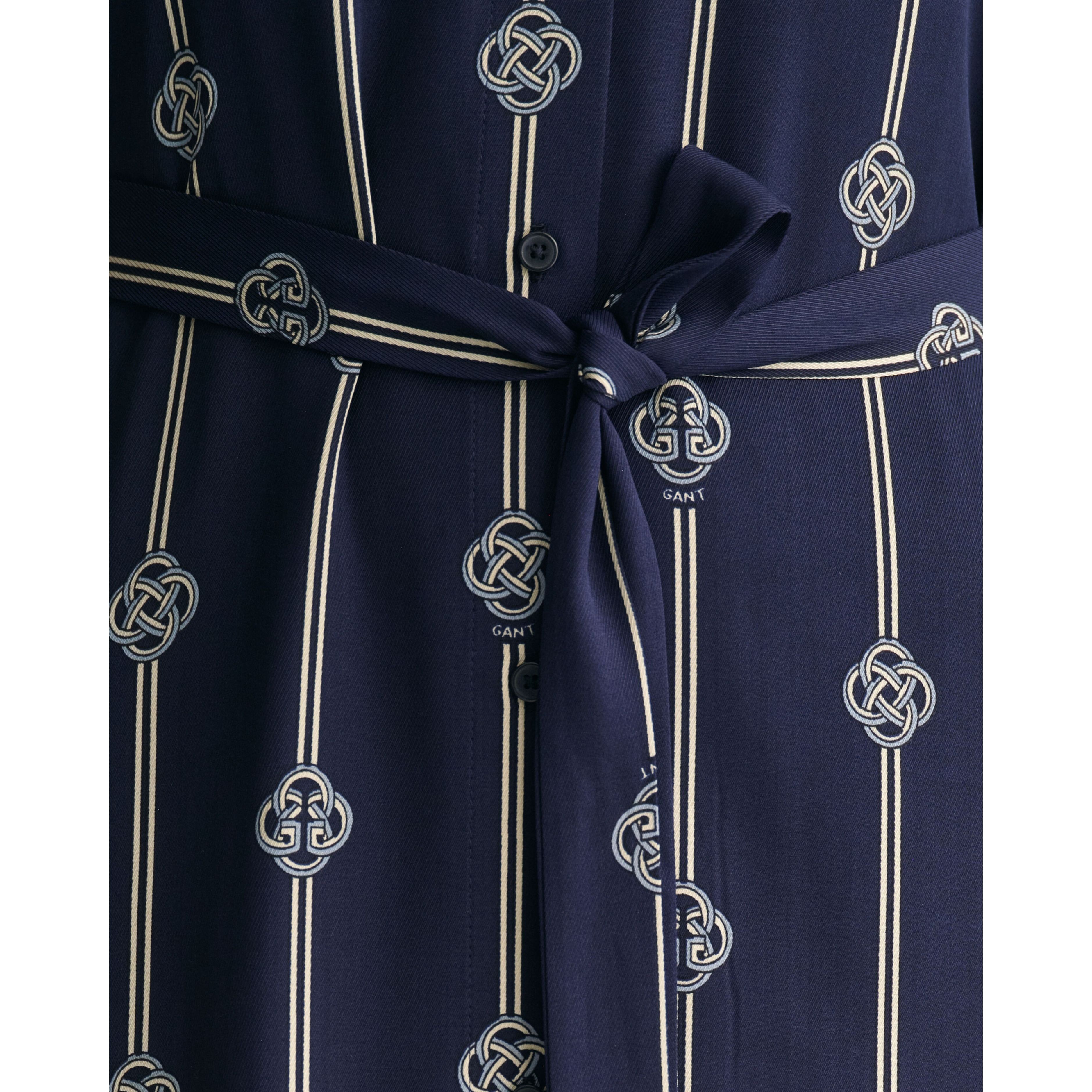 GANT Midi suknelė moterims, Mėlyna, SLIM PRINTED SS SHIRT DRESS 2