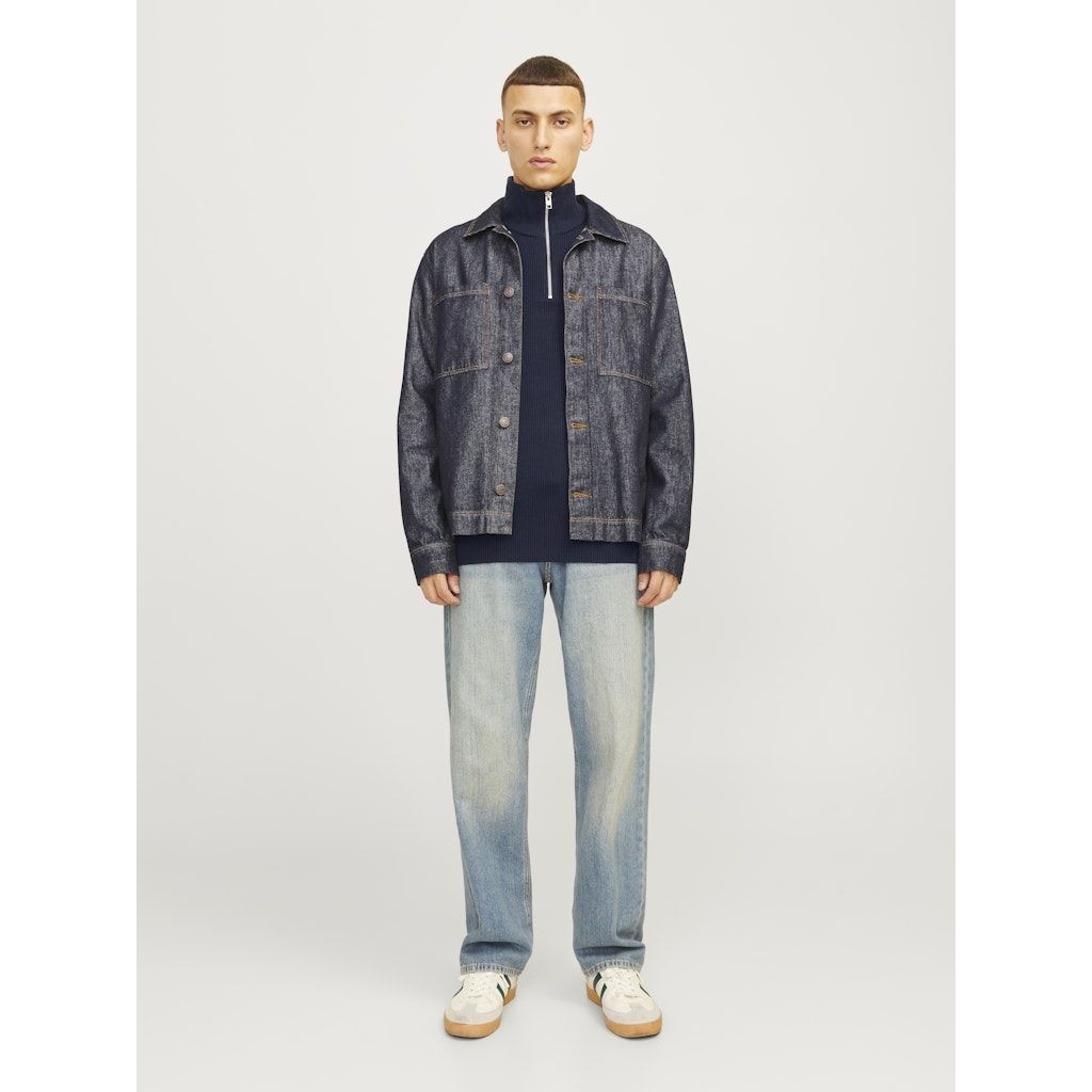 JACK & JONES Megztinis vyrams, Mėlyna, Perfect knit half zip 5