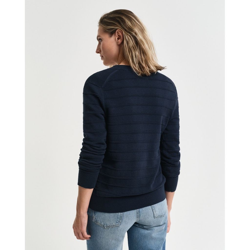 GANT Kardiganas moterims, Mėlyna, Textured cotton cardigan 3