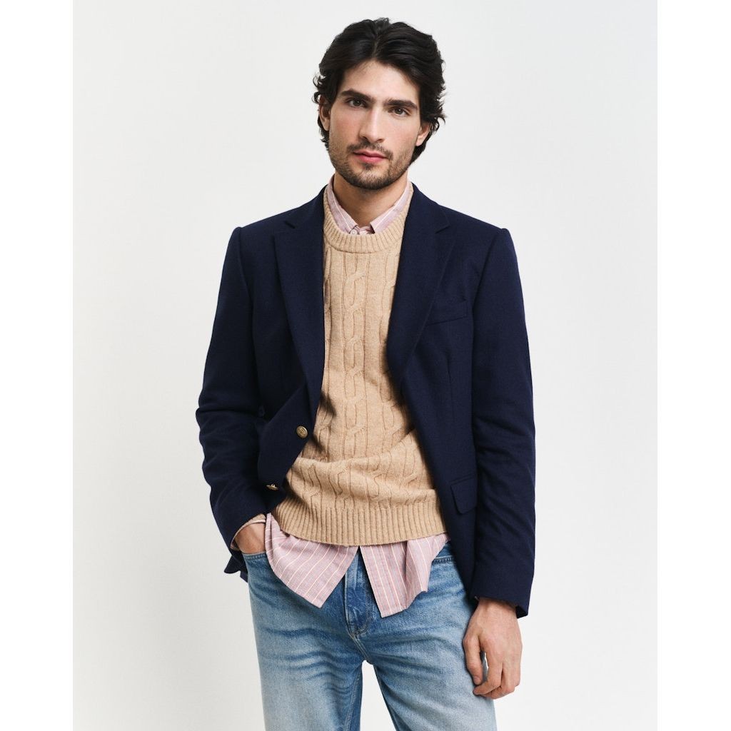 GANT Megztinis vyrams, Chaki, Labswool cable c-neck sweater 2