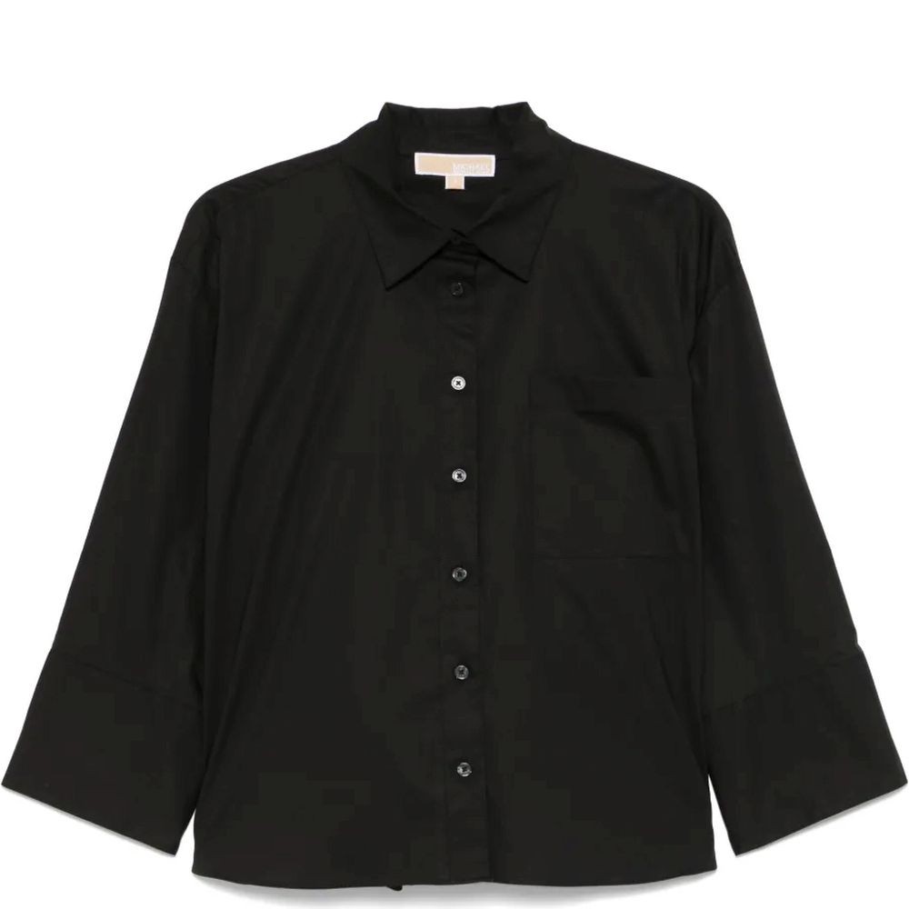 MICHAEL KORS Marškiniai ilgomis rankovėmis moterims, Juoda, Solid poplin shirt 1