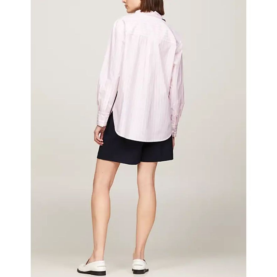 TOMMY HILFIGER Marškiniai ilgomis rankovėmis moterims, Rožinė, Smd stripe easy fit ls shirt 3